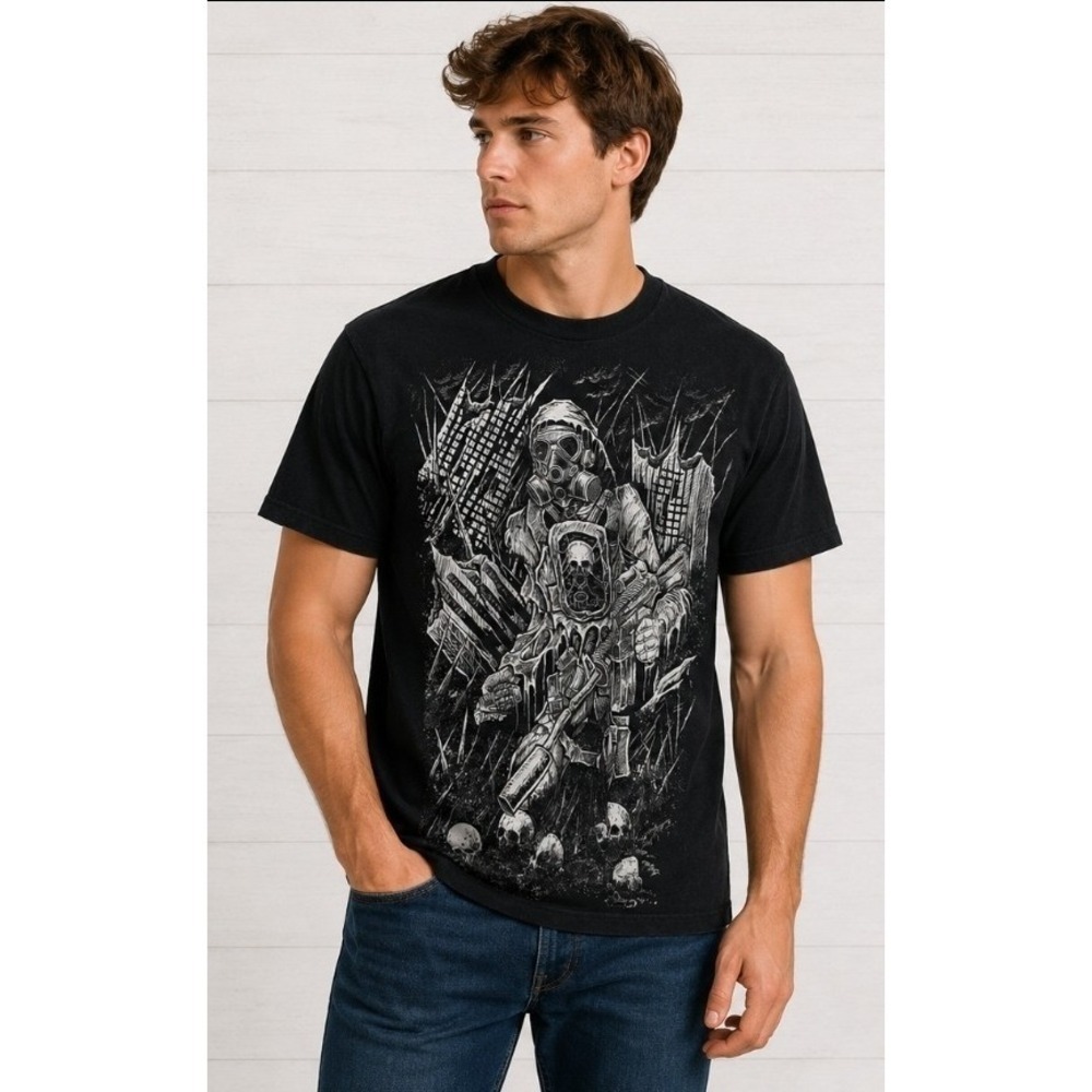 VampireFreaks Gas Mask Post-Apocalypse Graphic T-Shirt Medium New Excellent L300
